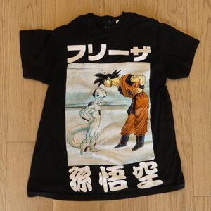 Dragon Ball Z Goku Frieza Anime Japanese Text T-Shirt Black Small